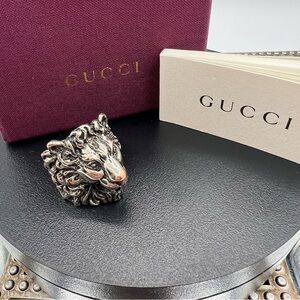 Gucci Metallic Lion Head Ring